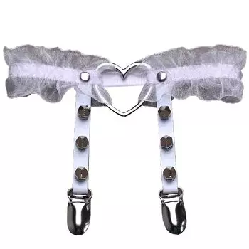 Нога Нога носок Подвязка Одинарная Белый B [Jixin4you] Подвязка, Женская, Стильная, Кружево, В форме сердца, Кольцо, Подвязка, Пояс, Нескользящая, Регулируемая, Часть,