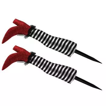 Ноги ведьмы Фестиваль призраков Хэллоуин Полосатые протезы ног ведьмы на высоких каблуках Открытый сад Терраса Украшение Хэллоуин Украшение 2 шт. One Size чёрный