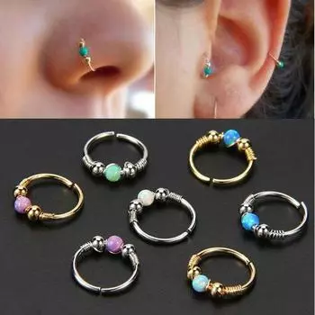 Ноготь для губ для женщин Опал Нержавеющая сталь Аксессуары Кольца для носа Пирсинг Кольца для губ Ювелирные изделия серебряный/фиолетовый