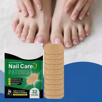 Ногти на ногах Экстра Сила 32 штуки Ночные наклейки для ногтей на ногах для укрепления ногтей и уменьшения ломкости One Size белый