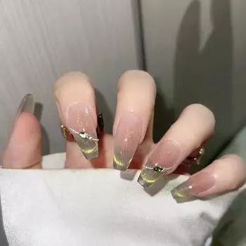 Ногти Ручная работа Чистый кусок Высококлассный Темперамент Показать Белый Кошачий глаз Стиль Носить L