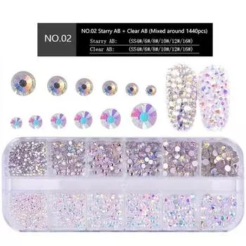 Ногти с плоским основанием AB Crystal Strass 3D Charm Gems DIY Маникюр Украшения для ногтей