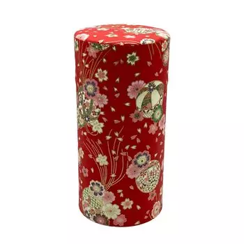 Noguchi Kumataro Tea Garden Tea Tea Large Yuzen Washi Paper Inner Lid Mari and Cherry Made in Stylish Caddy, Can, Capacity, 200g, Paste, Included,