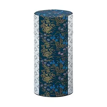 Noguchi Kumataro Tea Garden Tea Tea Large Washi Paper Inner Lid Flower Made in Stylish Caddy, Can, Capacity, 200g, Paste, Included, Calendar, Blue,