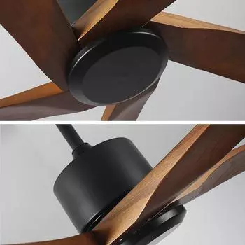 Noisy solid wood blade fan, wooden ceiling fan, household ceiling fan, remote control fan suitable for living room and bedroom 45W&85-265V