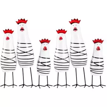 NOLITOY Цыпленок Скандинавский милый цыпленок животное Деревянный средний и маленький набор из 6 фигурок, Товары, Предмет, Интерьер, Фигурка, Орнамент, Продукт,