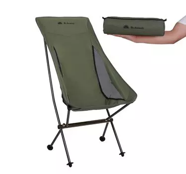 NOMADS Складной компактный складной стул для кемпинга, высокая прочность 160 кг, высокая грузоподъемность, стул для кемпинга с чехлом для хранения, для путешествий на открытом воздухе, оливковый, полный