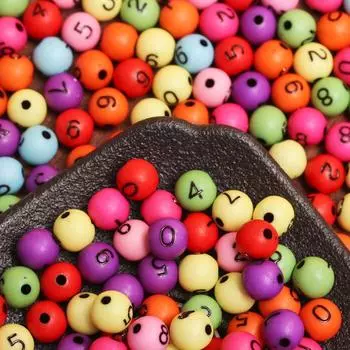 Номер 20 шт 7,5 мм бусины круглые для изготовления ювелирных изделий акриловые ручной работы цифровые бисерные материалы красочные