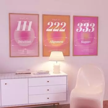 Номер ангела, градиент, аура, энергия, тайна, настенная живопись на холсте, постеры на скандинавскую тему, принты, настенные панно для декора гостиной 21x30cm No Framed