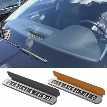 Номер телефона Стильная искусственная кожа Временная парковочная карточка Декоративные аксессуары для автомобиля Карточка с парковочным номером Гладкая коричневый