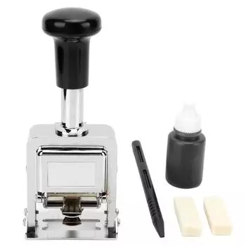 Номерной штамп, портативный корпус из цинкового сплава, 6 цифр, автоматическая самонаносящаяся нумерационная машина для