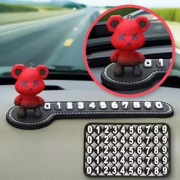 Номерной знак для парковки автомобиля Popkin Bear, красный, 1 комплект, корейский автомобильный аксессуар
