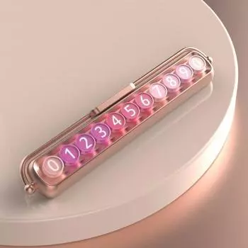 Номерной знак секретной парковки Mochadol, светящийся номерной знак транспортного средства, табличка с номером телефона, доска с уведомлением о номере телефона, розовые цифры и золото, 1 шт., Корея