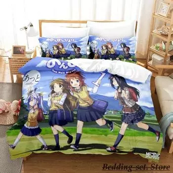 Non non biyori Bedding Set Single Twin Full Queen King Size Bed Set Adult Kid Bedroom Duvetcover Sets Anime parure de lit Bed 70x133cm 2pcs
