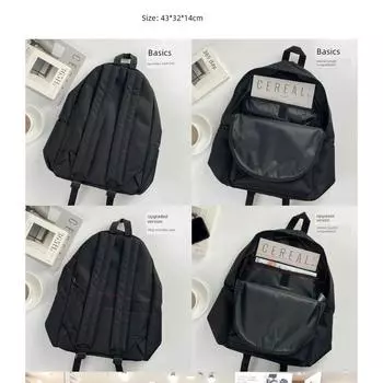 Non-Printed Japanese High Quality Goods Backpack Schoolbags for Boys and Girls Backpack Computer Bag Travel Bag Pure Color Casual Large Capacity Two paragraph difference