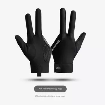 Non-Printed Snooker Table Tennis Open Finger Touch Screen Billiard Gloves Breathable, Wear-Resistant and Non-Slip Lightweight Gloves Single Pack Black (left single)