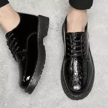 Non Slip and Waterproof Male Casual Shoe Height Increasing Round Toe Men s Leather Shoes On Sale Cowhide 2024 Trend In Promotion 38