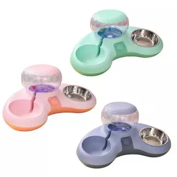 Non-slip Base Pet Dogs Bowls Automatic Water Dispenser Slow Feeding Water Bowl X3UC серый