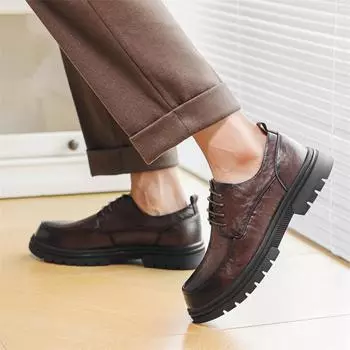 Non-slip Casual Man Business Affairs Comfortable Platform Oxford Shoes Lace-Up Men Walking Footwear Leisure Walk Driving Shoes 38 чёрный