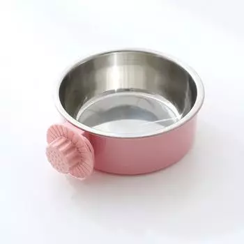 Non-Slip Cat Bowl Water Food Feed Corrugated Anti-Spill Hanging Bowl Set Detachable Space-Saving Siphon Principle Pet Accessory S серый