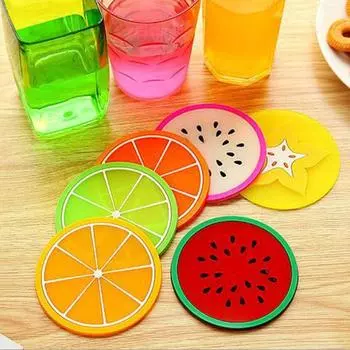 Non -slip Cup Mat Silicone Cup Insulation Pad Table Decorations Fruit Shape Cup Coaster Mugs kiwi