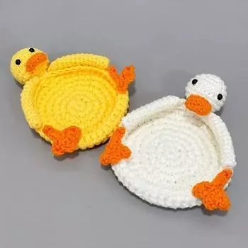 Non-slip Duck Crochet Coasters Table Protection Turtle Shaped Drinks Placemat Kitchen White Sheep