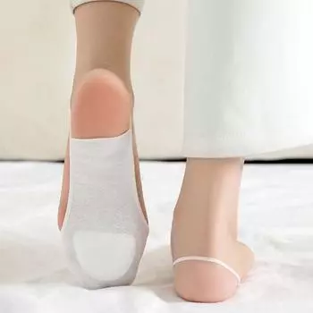 Non slip Half Palm Hosiery With Cotton Pad Ship Socks Slippers Thin Forefoot Socks Women серый