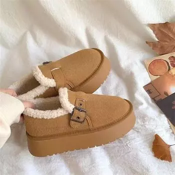 Non-slip heightened thick-soled snow boots women s winter piled and thickened new one-pedal thermal cotton shoes 35