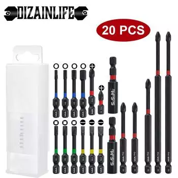 Non-Slip Impact Batch Head Cross Phillip Electric Drill Screw Driver Head Kit Strong Magnetic High Torque Hardness with Box