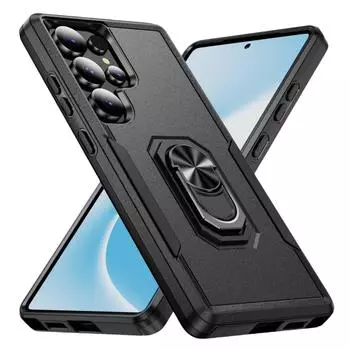 Non-Slip Kickstand Back Cover for Samsung Galaxy S24 Ultra Plus FE 5G Ring Holder Case for Galaxy S24 FE чёрный