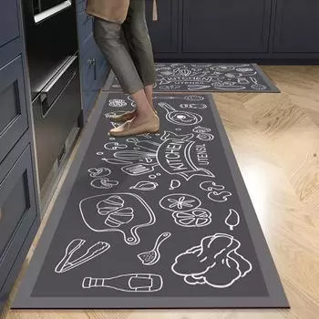 Non-slip Kitchen Mat Crystal Velvet Printed Long Rugs Carpet for Living Room Absorbent Foot Mats Bedroom Doormat Alfombra S 40x60cm 1pc