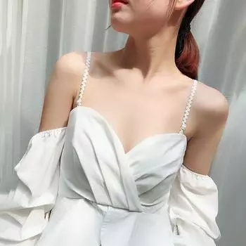 Non-slip Lace Bra Extension Straps Shoulder Straps Adjustable Bra Belt Pectoral Girdle Bra Straps чёрный