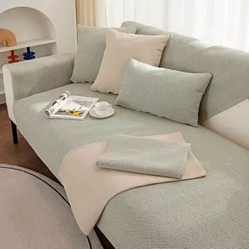 Non Slip Linen Backrest Minimalist Pure Color Summer Fabric Cotton and linen Non Slip Minimalist Green 70*70cm