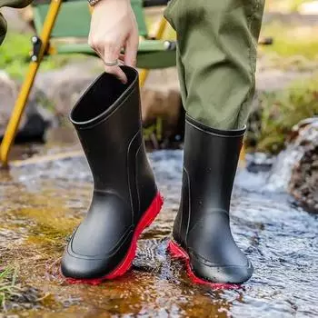 Non-slip Male Shoes Wear-resistant Men s Rain Boots Pvc Waterproof Rubber Gum High Quality Fishing 2024 Teenagers Adult Garden 39