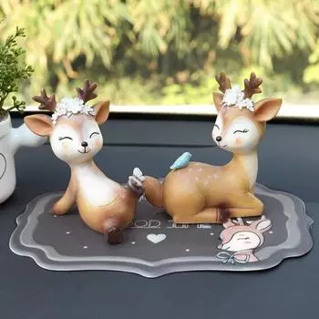 Нескользящий коврик с защитой от царапин на приборной панели автомобиля в виде милого оленя, липкий коврик для дома B розовый
