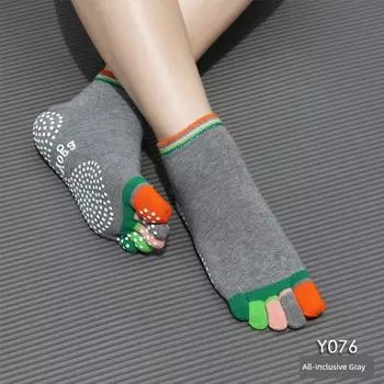 Non Slip Pilates Women s Breathable Yoga Socks Y076-Grey Plus size fits 39-41 feet