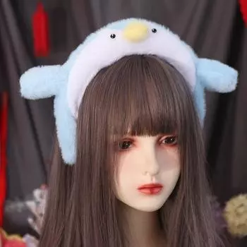 Non-slip Plush Hairband Plush Doll Penguin Hair Hoop Funny Cartoon Headband Girls Blue Penguin