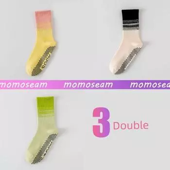 Non Slip Professional Women Pilates Socks Yoga Socks Aerobics Sports Indoor Running Fitness Special Socks Tube Socks Matcha Green + Lotus Pollen + Ink White