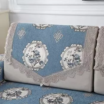 Non-Slip Sofa Cover Triangle Backrest Towel All Year Round Neutral Back Towel Easiest for Match Armrest Cover Towel Fabric Craft Sofa Cushion Cover Non Slip-a plum-Blue Triangle back towel 70*85cm