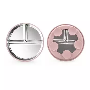 Non-Slip Stainless Steel Kids Plate Silicone Sleeves Toddler Bowls New Divided Baby Plates