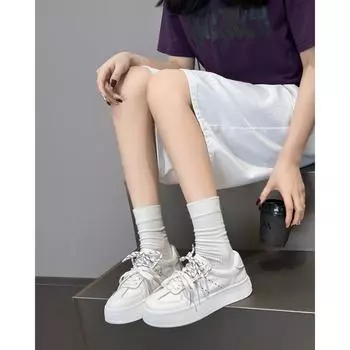 Non-slip thick-soled versatile retro women s spring new sports little white shoes, light casual board shoes 35 бежевый