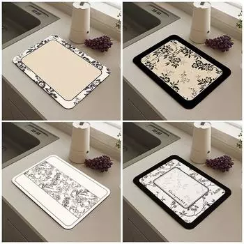 Non-slipTable Mat Diatomite Sink Faucet Drain Pad Absorbent Drain Pad Kitchen Sink Splash Mat Tableware Dish Drying Mats S(30X40cm)