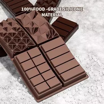 Non-Stick Chocolate Bar Mold Food Grade Silicone Deep Mold for Dubai Chocolate Bar with Pistachio