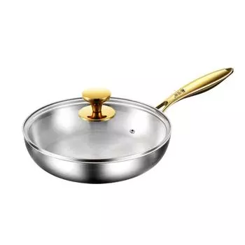 Non-stick Frying Wok 316 Stainless Steel Cooking Pot Household Steak Skillets Steak 22cm