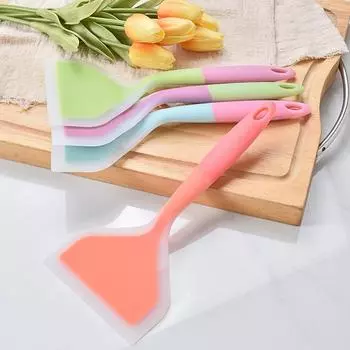 Non-Stick Silicone Spatula Omelette Pan Turner Beef Meat Egg Cooking Spatulas Wide Pizza Shovel Kitchen Scraper Cooking Utensils фиолетовый