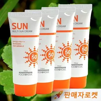 Non-sticky, non-sticky sunscreen for eye irritation, mild large-capacity moisturizing, non-white cast sunscreen, 4 packs, 70ml