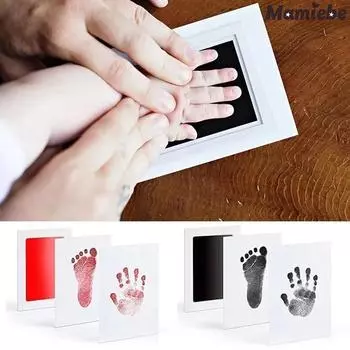 Нетоксичный набор для снятия отпечатков детских ладошек: Сохраните отпечатки ножек и ручек новорожденного — идеально подходит для детских сувениров и подарков. Отпечаток детской ручки синий