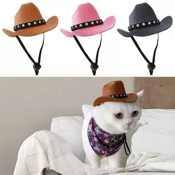 Non-woven Dog Costume Top Hat British Style Cat Headwear Pet Dog Hat Pets Star Cowboy Hat Cosplay S коричневый