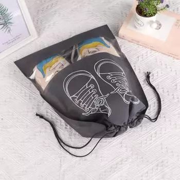Non-Woven Shoe Storage Bag Bundle Mouth Bag Household Travel Shoe Storage Bag Dust-Proof Environmental Protection Bag Drawstring Shoe Bag Medium 27 * 36 темно-серого