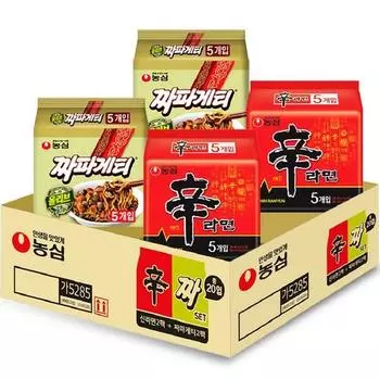 Nongshim Shin Ramyun 5p x 2 + Chapagetti 5p x 2, 1 set